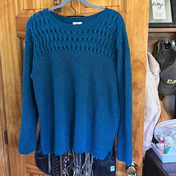 St. John's Bay Sweaters - Teal sparkly sweater
